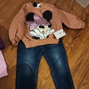 Zara Kids dusty pink Minnie sequin bow matching set